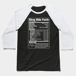 Stray Kids Kpop Nutritional Facts 2 Baseball T-Shirt